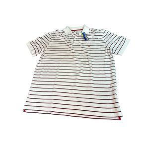 NWT Nautica Cotton Red Stripes Polo Rugby Deck Shirt Men’s Size XL